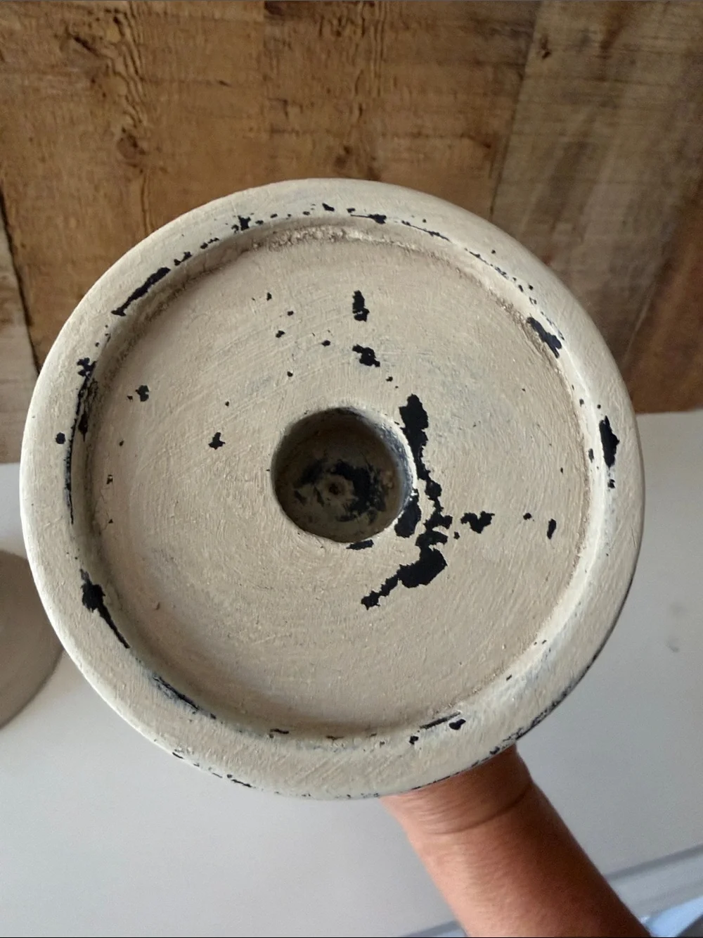 Farmhouse Distressed Cream Wood Candle Holders - Set of 2